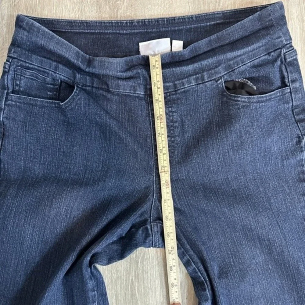 Denim & Co Womens Jeans Size 14 Dark Wash Straight Leg Floral Embroidered Pocket